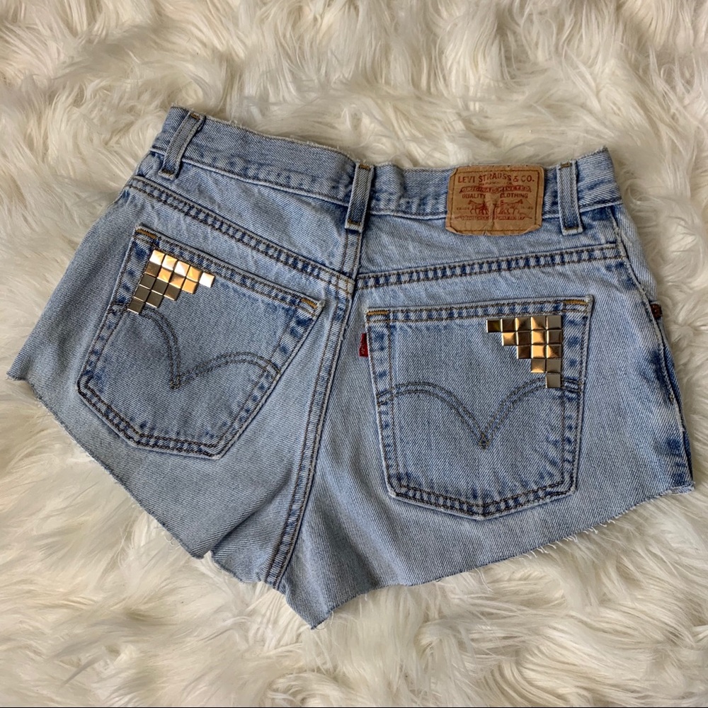 LEVI custom STUDDED denim shorts
